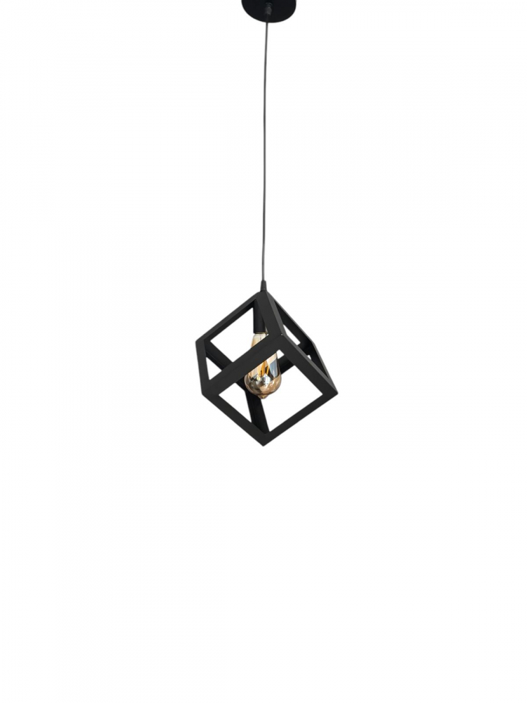 Corp de iluminat E27 tip pendul corp metalic cubic cu latura de 16 cm, bec 4431 inclus, AVI-4810 [9]