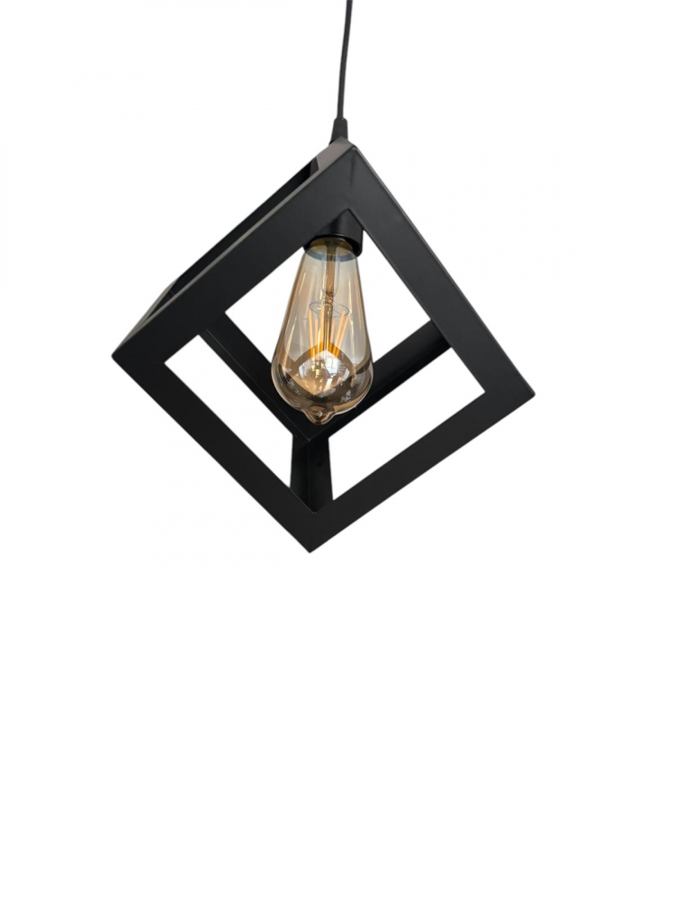 Corp de iluminat E27 tip pendul corp metalic cubic cu latura de 16 cm, bec 4431 inclus, AVI-4810 [7]