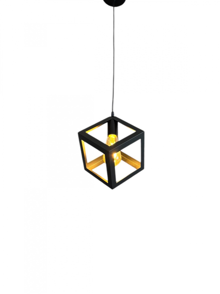 Corp de iluminat E27 tip pendul corp metalic cubic cu latura de 16 cm, bec 4431 inclus, AVI-4810 [5]