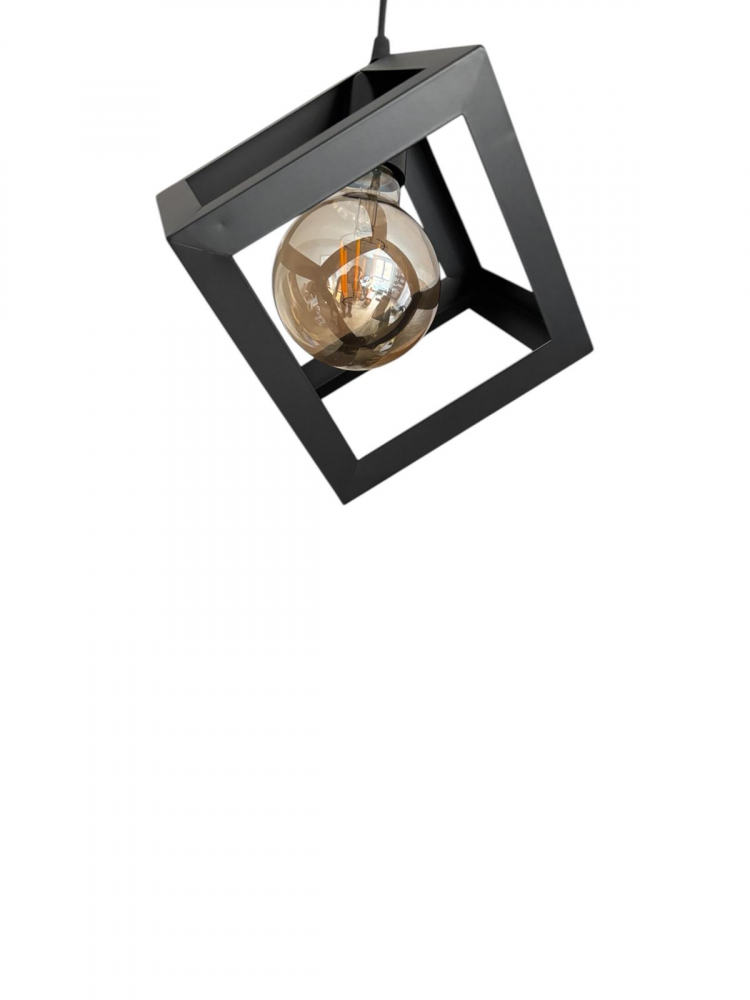 Corp de iluminat E27 tip pendul corp metalic cubic cu latura de 16 cm, bec 4808 inclus, AVI-4810 [6]