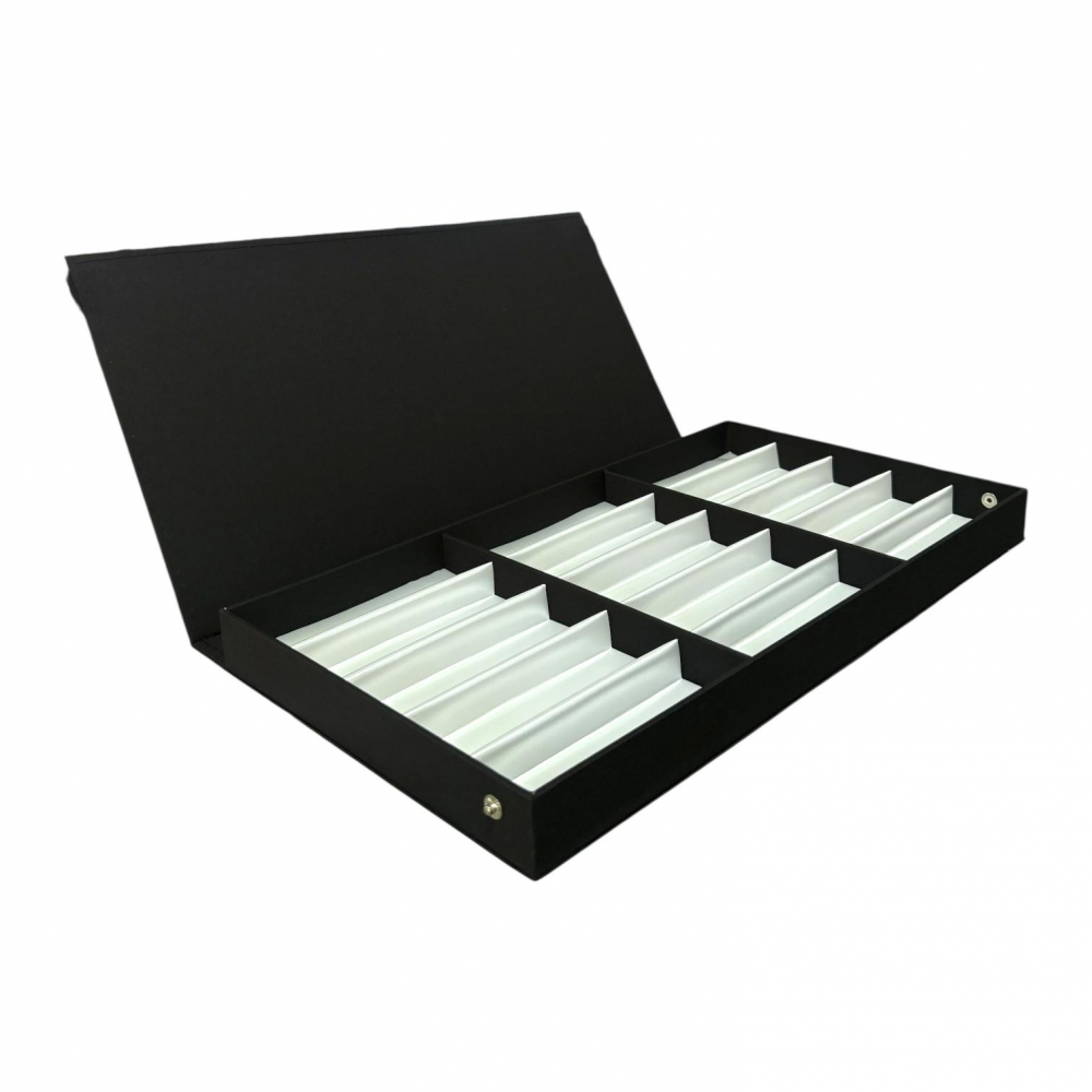 Cutie pentru depozitare și expunere ochelari, 15 compartimente material satinat, 47.5x25.5x4 cm, negru, AVI-3726 [2]