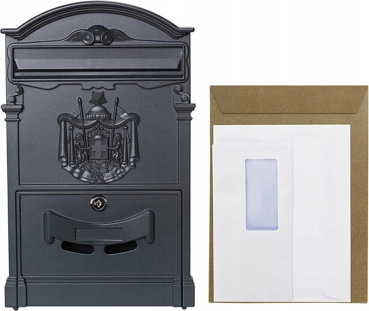 Cutie postala, antracit, otel, 25,5 x 9,5 x 41cm [2]