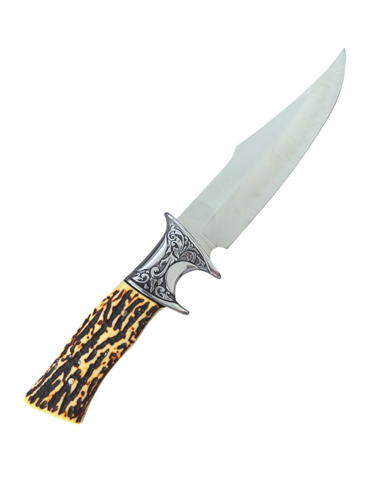 Cuțit de vânătoare și drumeție G43B, lamă 16,5 cm, total 30,5 cm, grosime 4 mm, mâner imitație corn, 370 g, cod AVI-5008 [1]