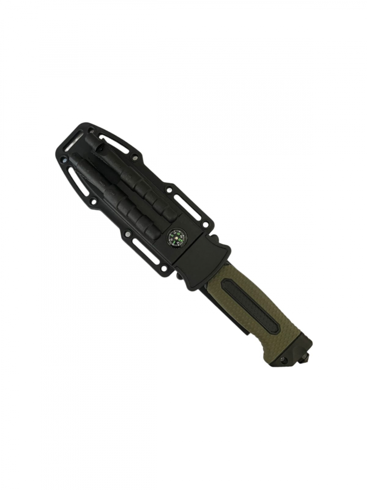 Cutit tactic lama 13cm, de supravietuire, teaca rigida cu busola si cremene, 4048b, accesoriu spart geam, AVI-4167 [3]