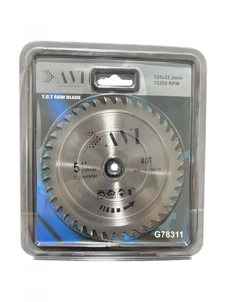 Disc cu vidia AVI® 125mm pentru taiat lemnul, 40T, prindere Ø22.23mm pentru polizor unghiular, AVI-4756 [2]