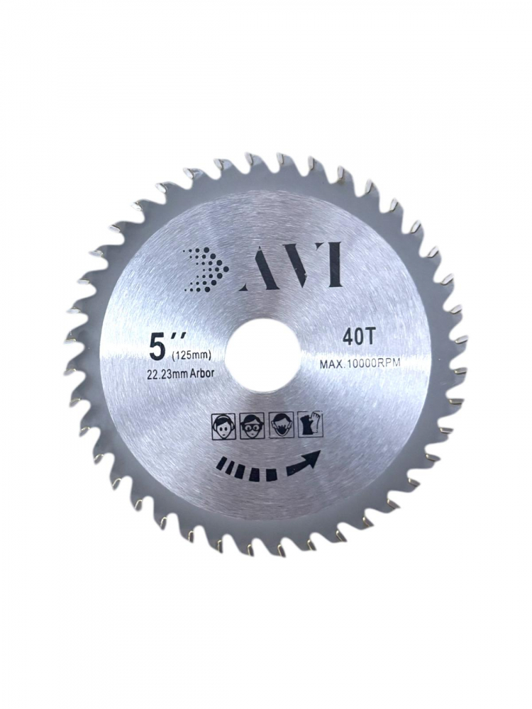 Disc cu vidia AVI® 125mm pentru taiat lemnul, 40T, prindere Ø22.23mm pentru polizor unghiular, AVI-4756 [1]