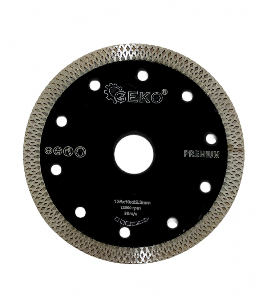 Disc tăiere diamantat turbo 125 × 1.2 × 22.2 mm pentru gresie, faianță și piatră, premium, 12.000 rpm, negru, AVI-2173N [4]