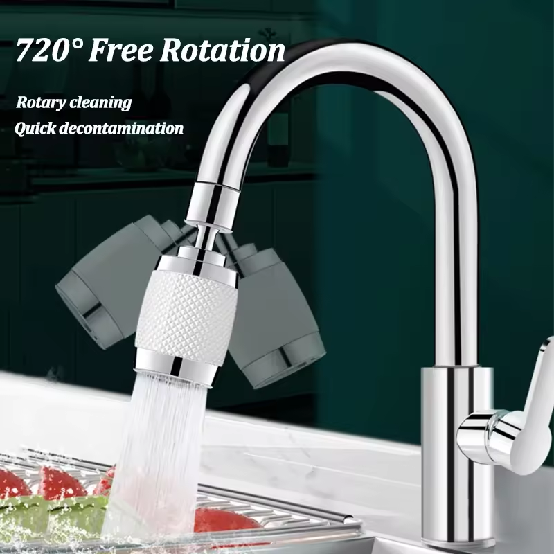 Extensie robinet cu filtrare apa, aerator, 3 moduri curgere apa, pivotant 360°, grip silicon, alb, AVI-4131 [5]