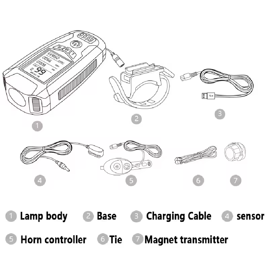Far bicicleta cu ciclocomputer, iluminare XPG, COB, 2835X2IED, claxon incorporat, afisare viteza, distanta, acumulator 1200mAh, incarcare USB, rezistent la apa IPX4, rosu, AVI-4353 [3]