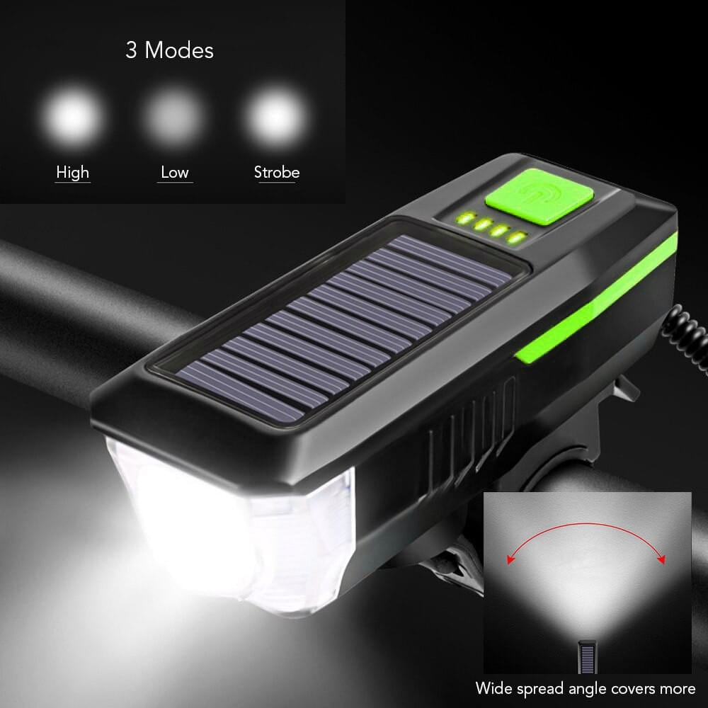 Far bicicleta, incarcare solara si USB, difuzor cu sonerii, AVI-2875 [6]