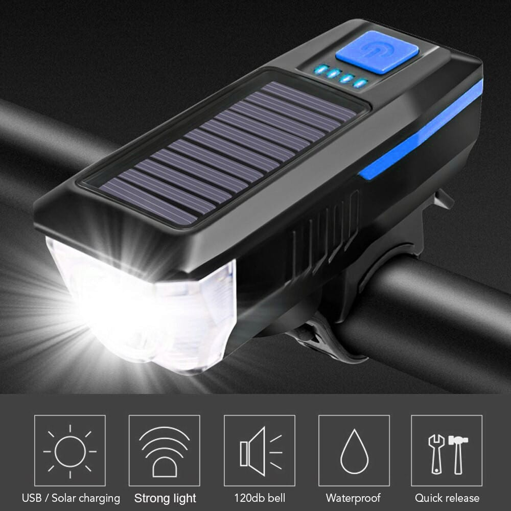 Far bicicleta, incarcare solara si USB, difuzor cu sonerii, AVI-2875 [3]