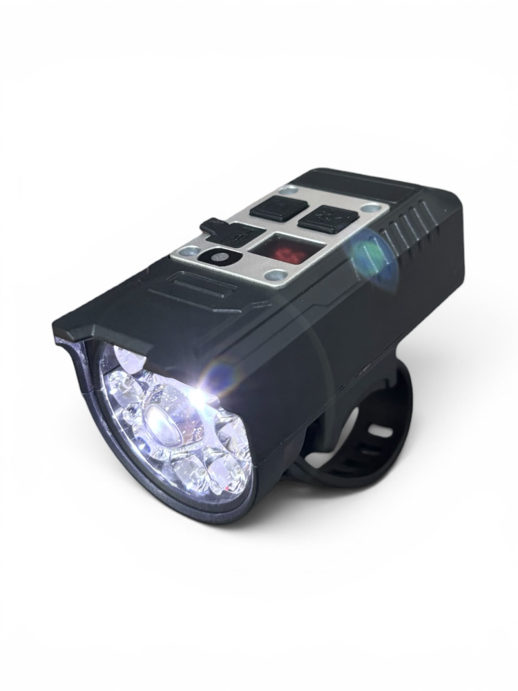 Far pentru bicicletă inteligent, AVI®, senzor de mișcare, display digital, încărcare USB-C, LED central și LED-uri laterale, rezistent la apă, AVI-5427 [3]