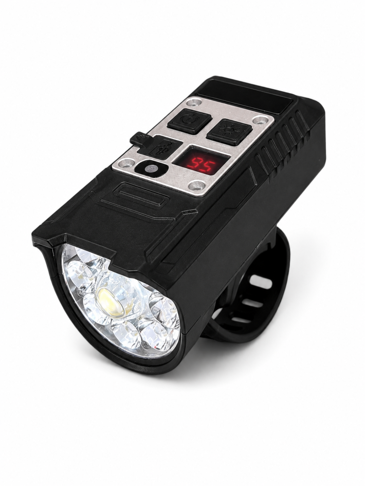 Far pentru bicicletă inteligent, AVI®, senzor de mișcare, display digital, încărcare USB-C, LED central și LED-uri laterale, rezistent la apă, AVI-5427 [2]