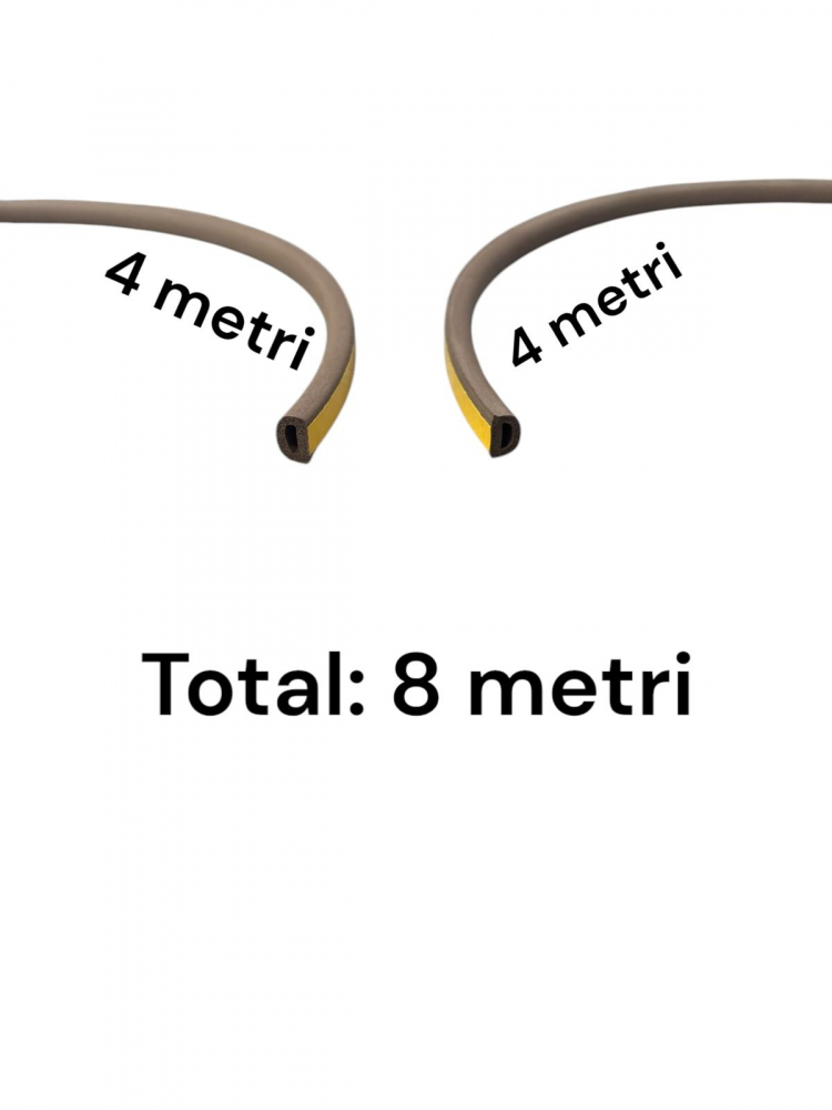 Garnitura termoizolanta 8 metri compusa din 2 x 4m, autoadeziva, profil D, pentru usi, ferestre din spuma EPDM, maro, AVI-1803 [2]