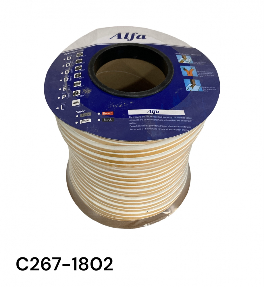 Garnitura termoizolanta 90 metri compusa din 2 x 45m, autoadeziva, profil D, pentru usi, ferestre din spuma EPDM, alba, AVI-1802 [3]