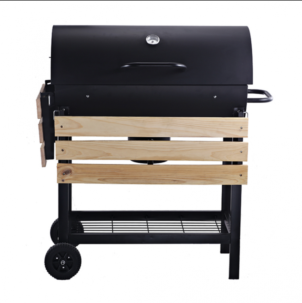 Grătar AVI® pe cărbuni, spatiu gatire Ø42 cm x 80 cm, cu termometru, 2 roți, ventilație reglabilă, raft încălzire, tavă cenușă, suporturi multiple, 110 x 71 x 103 cm, 20 kg, AVI-4996 [9]