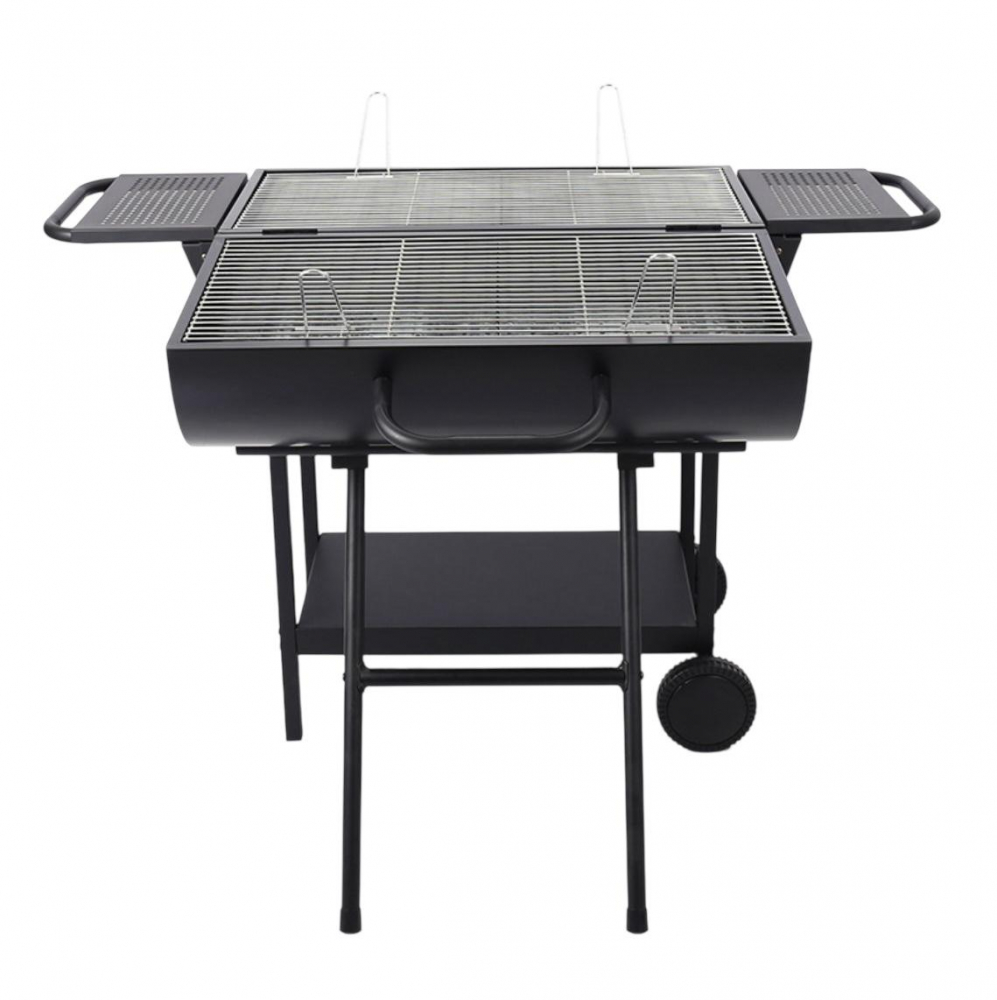 Grătar AVI® tip butoi Double Barrel, pe carbuni, 2 zone gătire, fiecare de 69,5 x 37 cm, ventilație reglabilă, rafturi, roți transport, înălțime lucru 80 cm, AVI-4998 [4]