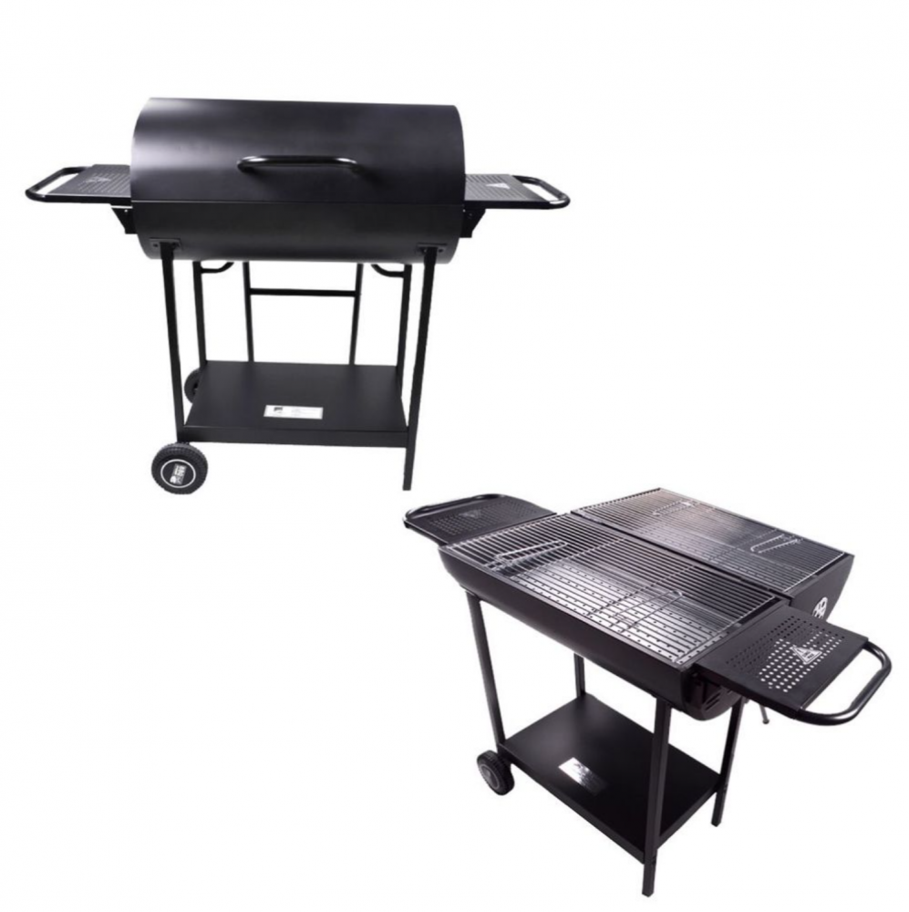 Grătar AVI® tip butoi Double Barrel, pe carbuni, 2 zone gătire, fiecare de 69,5 x 37 cm, ventilație reglabilă, rafturi, roți transport, înălțime lucru 80 cm, AVI-4998 [3]
