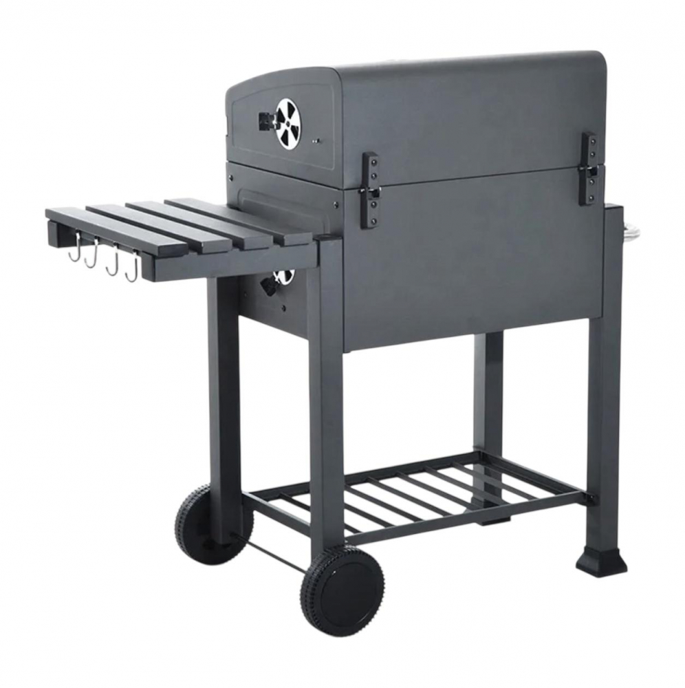 Gratar de gradina AVI® cu carbuni, suport lateral, cu termometru in capac, 61.5 x 46 cm, inaltime 100cm, AVI-4994 [7]