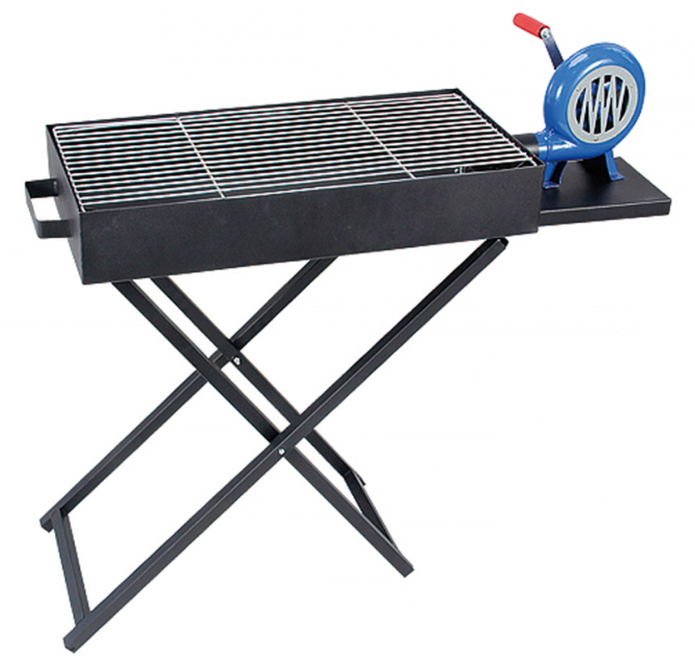 Grătar portabil AVI® pe cărbuni, 30 x 60 cm, pliabil, cu suflantă manuală, tavă cenușă, înălțime 72 cm, compact pentru camping, picnic, grădină, AVI-4992 [5]
