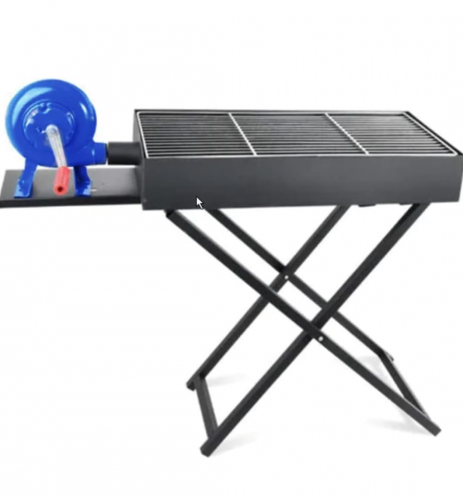 Grătar portabil AVI® pe cărbuni, 30 x 80 cm, pliabil, cu suflantă manuală, tavă cenușă, înălțime 72 cm, compact pentru camping, picnic, grădină, AVI-4993 [1]