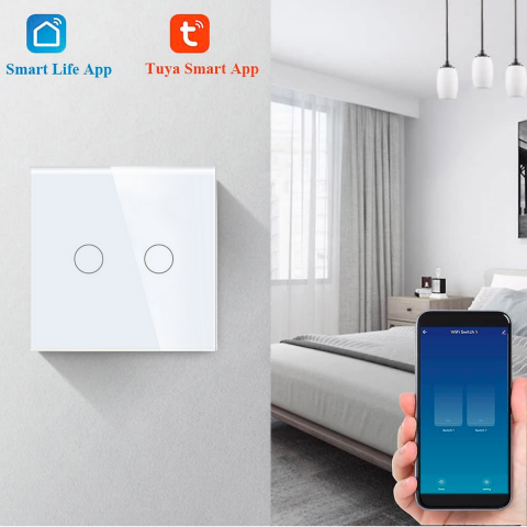 Întrerupător AVI® Smart touch Wi-Fi, 2 canale, negru, aplicatie Tuya - Smart Life AVI-4471N [9]