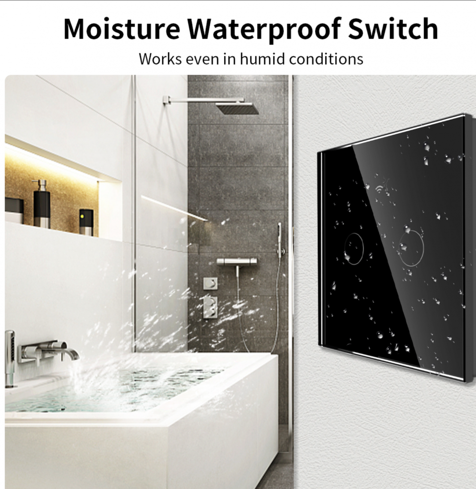 Întrerupător AVI® Smart touch Wi-Fi, 2 canale, negru, aplicatie Tuya - Smart Life AVI-4471N [5]