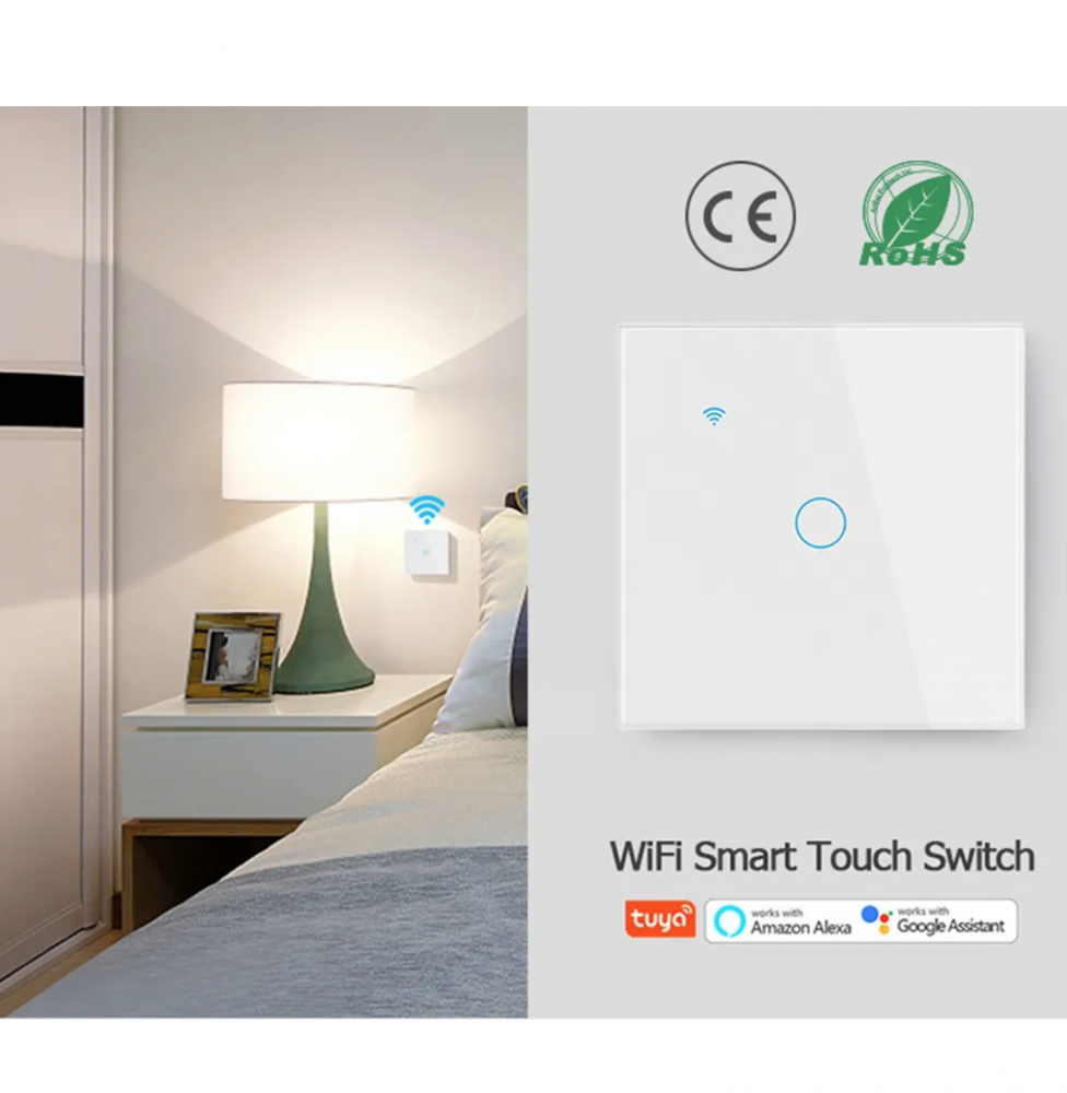 Întrerupător AVI® Smart touch Wi-Fi, 2 canale, negru, aplicatie Tuya - Smart Life AVI-4471N [4]