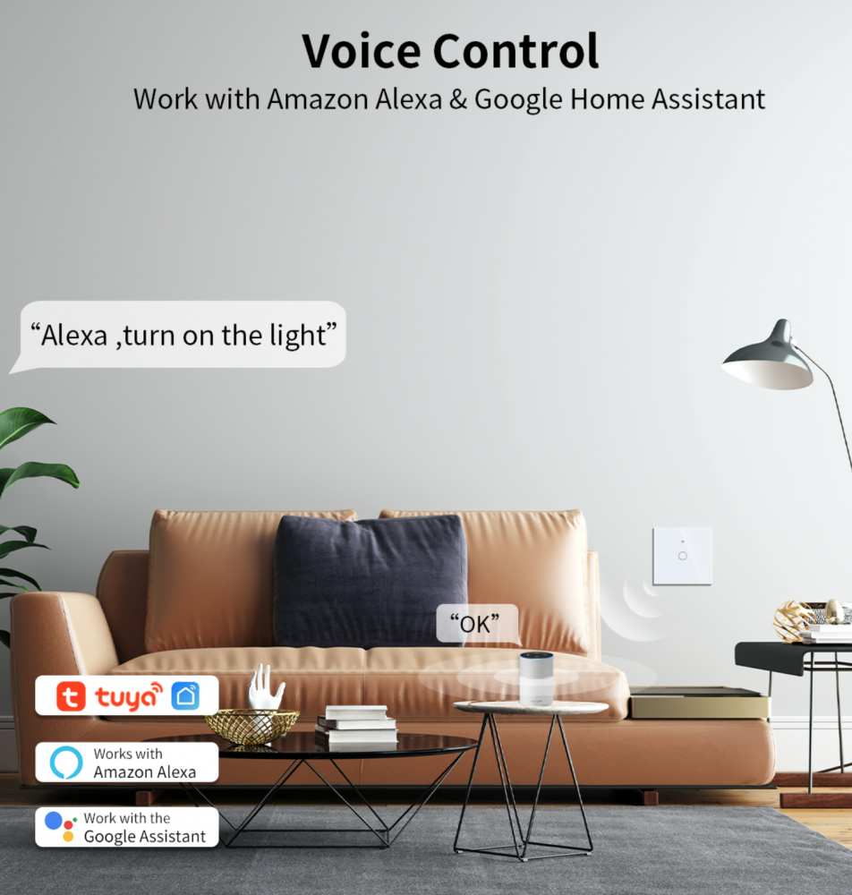 Întrerupător AVI® Smart touch Wi-Fi, 2 canale, negru, aplicatie Tuya - Smart Life AVI-4471N [7]