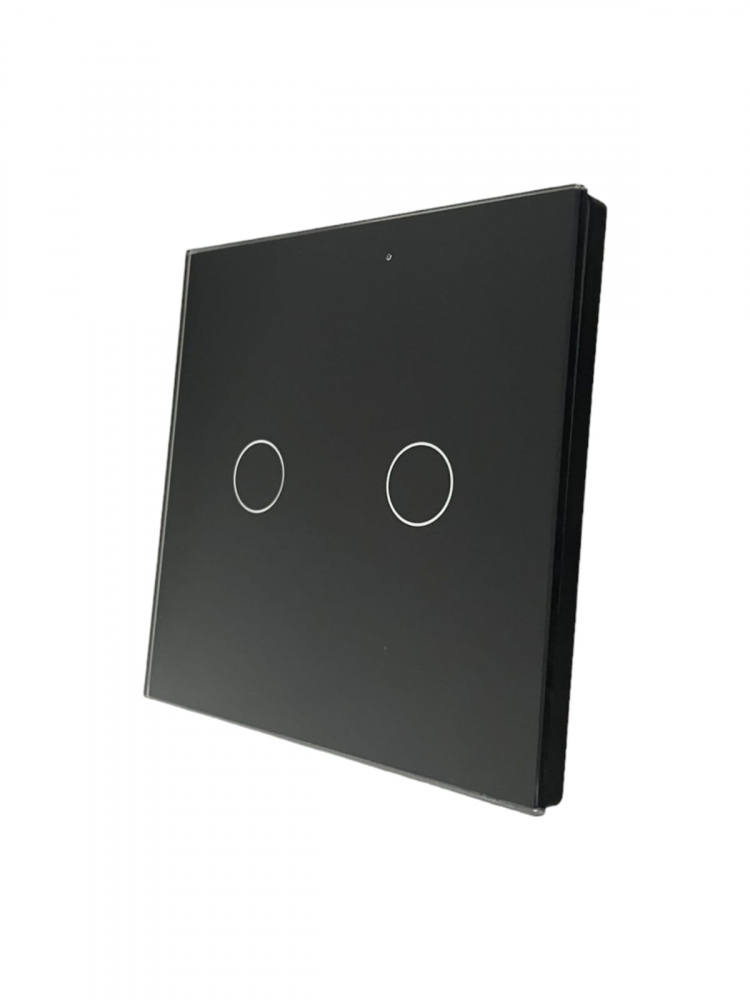 Intrerupator dublu cu touch, rama sticla, fara WiFi, negru, AVI-4472 [1]