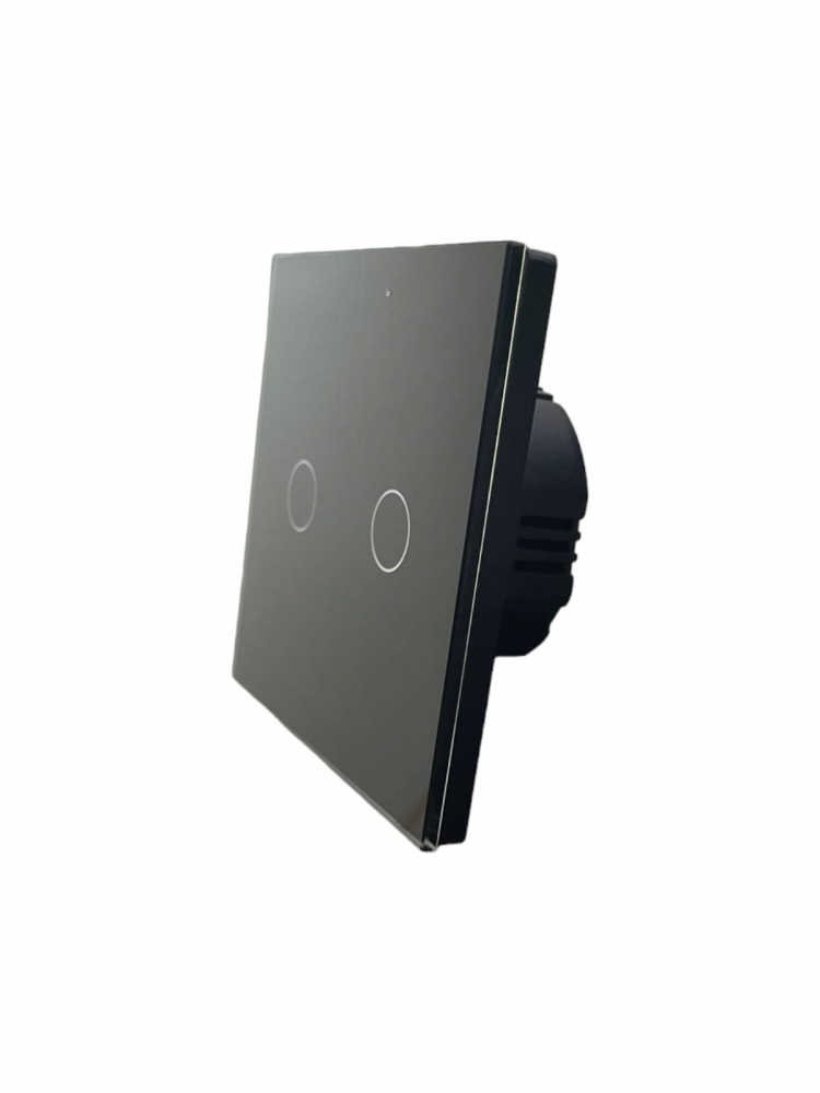 Intrerupator dublu cu touch, rama sticla, fara WiFi, negru, AVI-4472 [2]