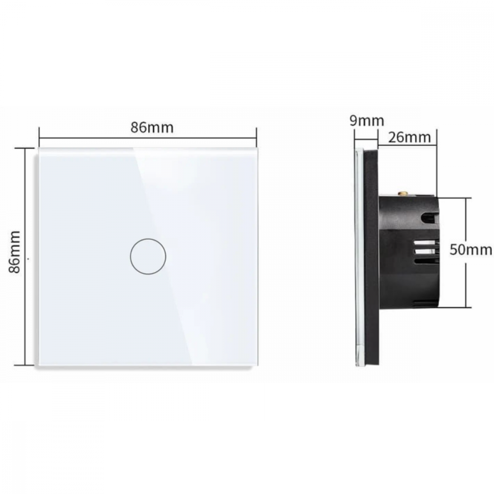 Intrerupator smart cu touch, Wi-Fi, Bluetooth, Control vocal, Smart Life / Tuya APP, 1 Canal, Alb [11]