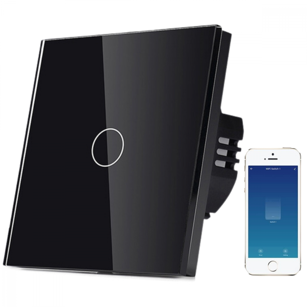 Intrerupator smart cu touch, Wi-Fi, Bluetooth, Control vocal, Smart Life / Tuya APP, 1 Canal, Negru [13]