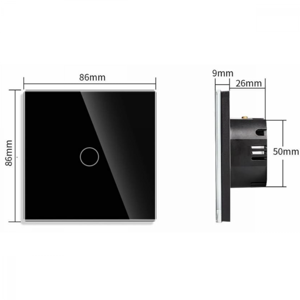 Intrerupator smart cu touch, Wi-Fi, Bluetooth, Control vocal, Smart Life / Tuya APP, 1 Canal, Negru [3]