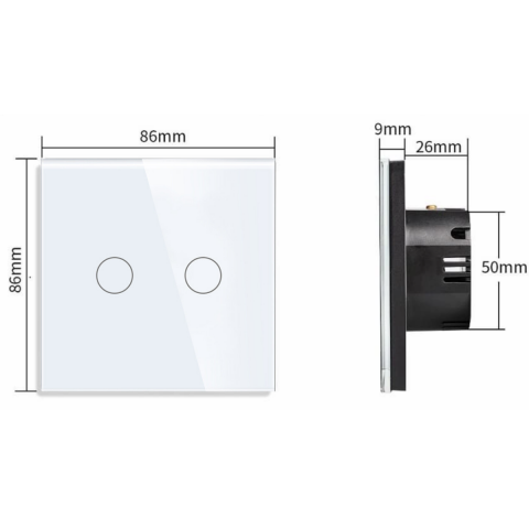 Intrerupator smart cu touch, Wi-Fi, Bluetooth, Control vocal, Smart Life / Tuya APP, 2 Canale, Alb [5]