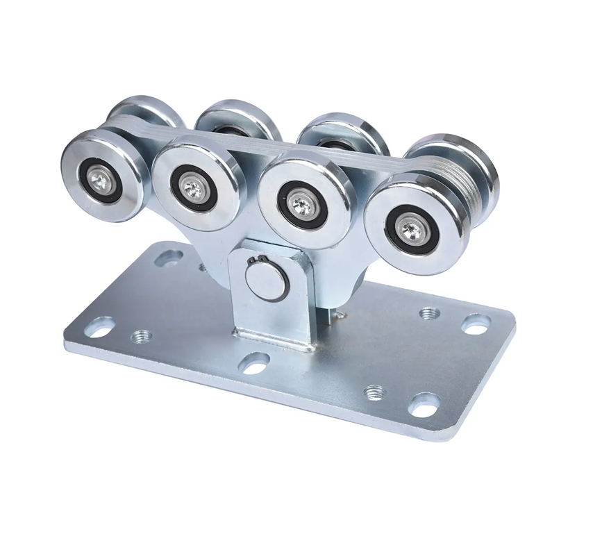 Kit complet poarta autoportanta sarcina 1.000 kg cu 2 x sina 3m (total 6 metri) profil 9.5cm x 8.5cm, grosime 5mm, cu accesorii, 2 x ansamblu cu 8 role Ø67mm, AVI-3634 [4]