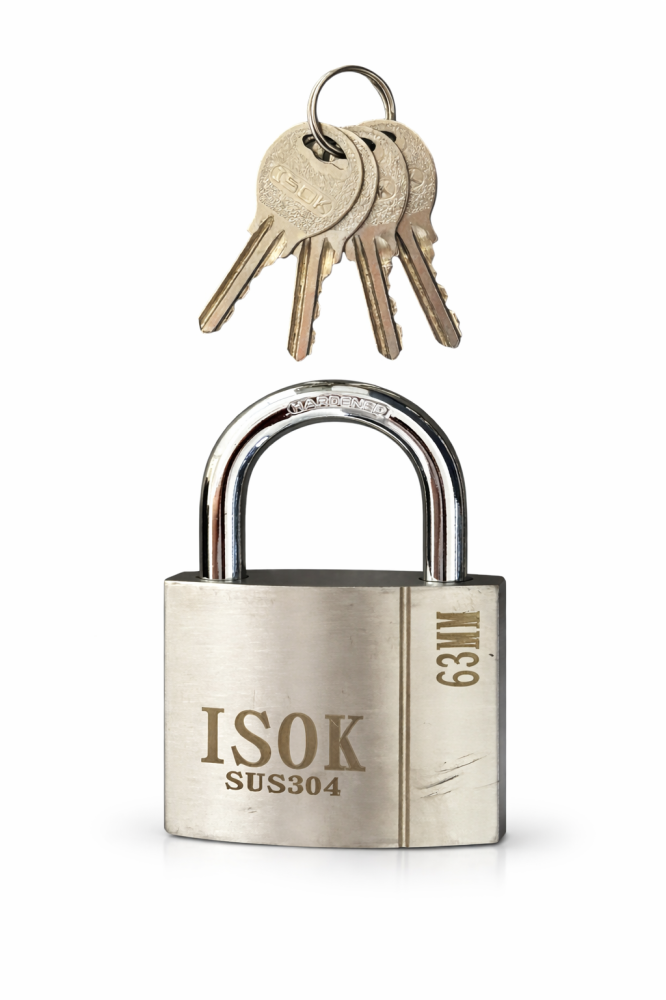 Lacăt inox, ISOK®, 63 mm, SUS304, 4 chei incluse, înălțime totală 100 mm, 550 g, AVI-4942 [2]