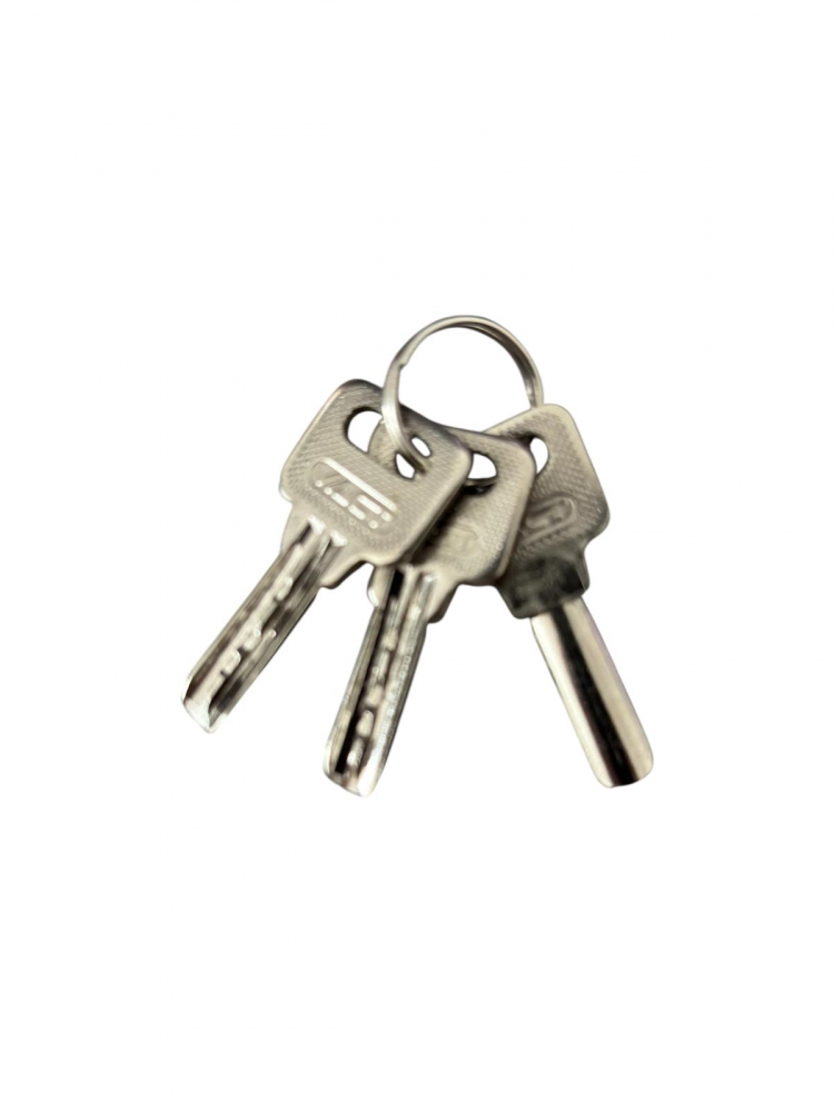 Lacăt metalic Vact 38 mm, 3 chei semilună, 110 grame, corp negru, verigă cromată, AVI-4921 [2]