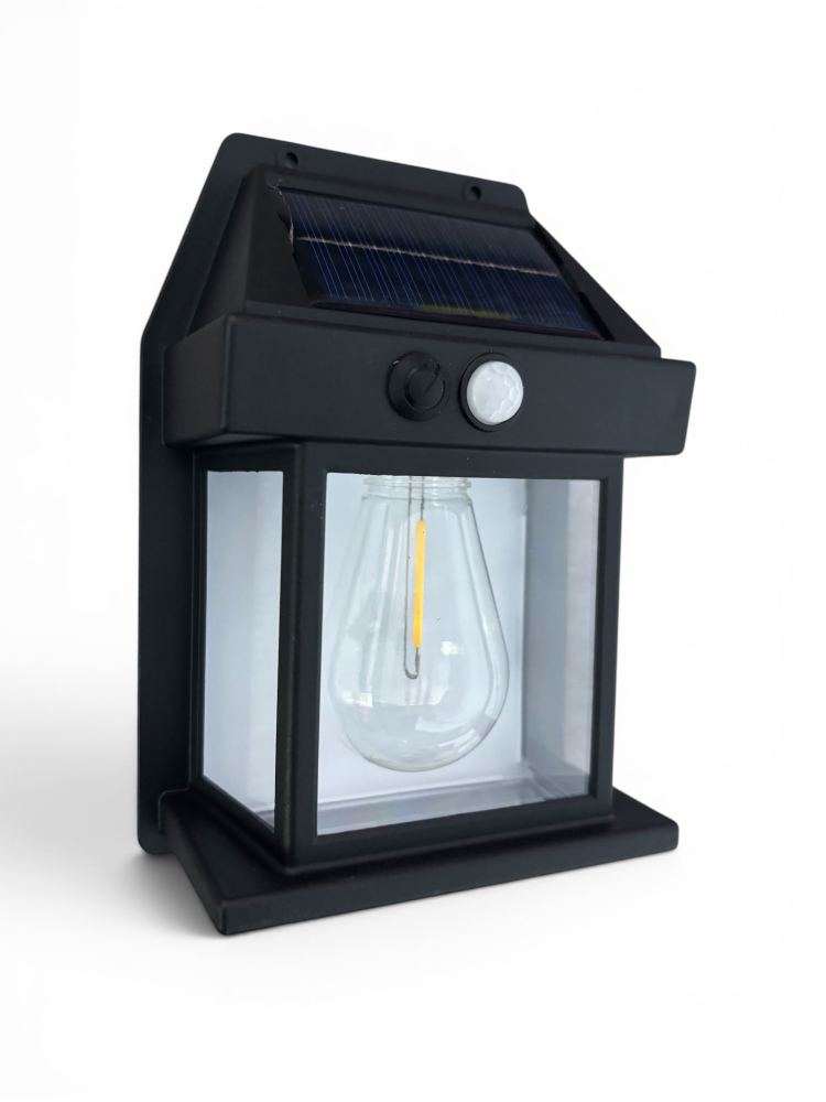 Lampă de fațadă solară, AVI®, 16.5 x 11.5 cm, lumină caldă, senzor de mișcare, 600 lm, baterie 1800 mAh, 3 moduri, negru, AVI-5422 [2]