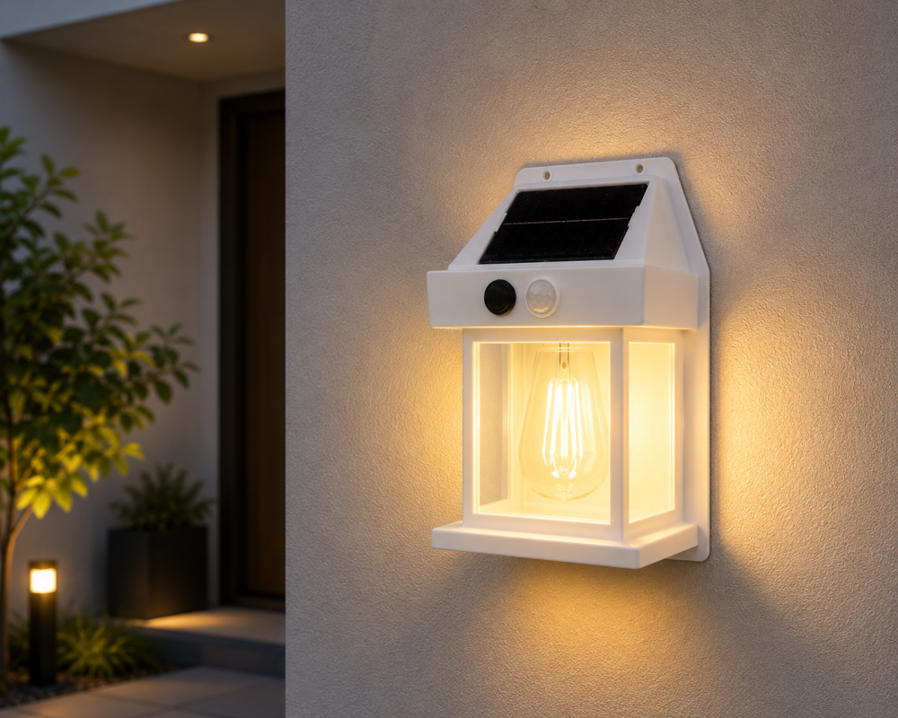Lampă de fațadă solară, AVI®, 17.5 × 12 cm, 1W, 600 lm, acumulator 1800 mAh, lumină caldă, senzor de mișcare, AVI-5437 [3]