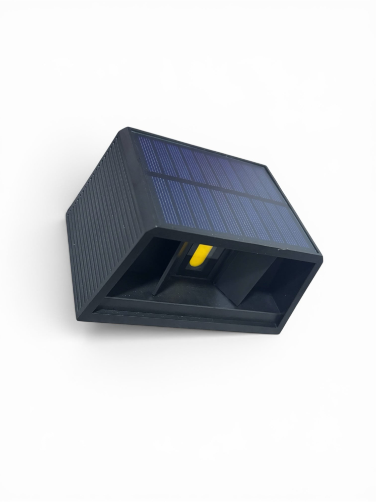 Lampă de fațadă solară, AVI®, iluminare dublă sus-jos, clapete reglabile pentru direcționarea luminii, 13 x 8 cm, lumină caldă, 300 lm, acumulator 1200 mAh, negru, AVI-5431 [6]