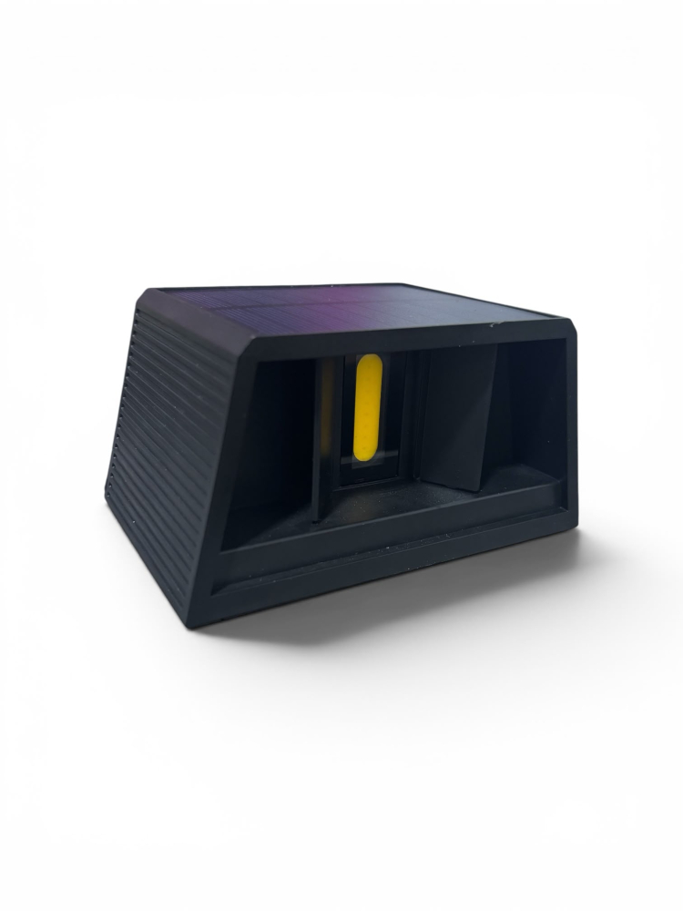 Lampă de fațadă solară, AVI®, iluminare dublă sus-jos, clapete reglabile pentru direcționarea luminii, 13 x 8 cm, lumină caldă, 300 lm, acumulator 1200 mAh, negru, AVI-5431 [5]