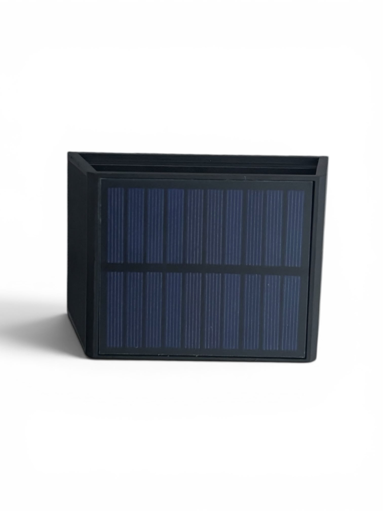 Lampă de fațadă solară, AVI®, iluminare dublă sus-jos, clapete reglabile pentru direcționarea luminii, 13 x 8 cm, lumină caldă, 300 lm, acumulator 1200 mAh, negru, AVI-5431 [3]