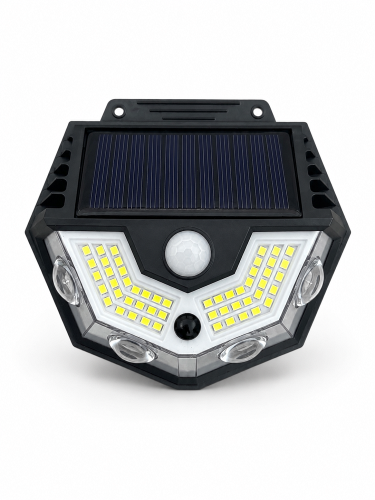 Lampă de fațadă solară, AVI®, senzor de mișcare, moduri multiple de iluminare, lumină rece și caldă, 370 lm, acumulator 3.7V, 13 x 11 cm, negru, AVI-5435 [2]