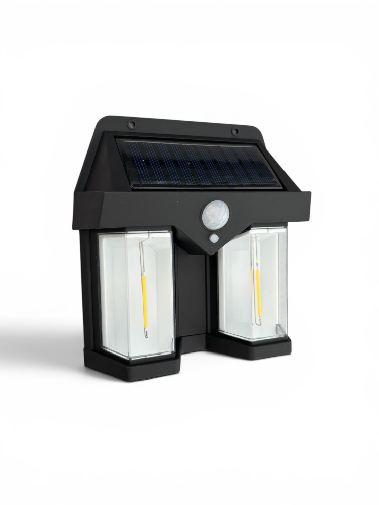 Lampă de fațadă solară dublă, AVI®, 15 × 14.5 cm, 2W, 1200 lm, acumulator 1800 mAh, lumină caldă, senzor de mișcare, AVI-5433 [4]
