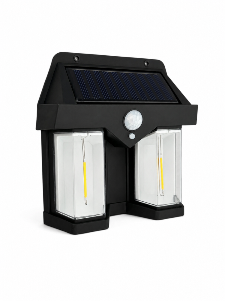 Lampă de fațadă solară dublă, AVI®, 15 × 14.5 cm, 2W, 1200 lm, acumulator 1800 mAh, lumină caldă, senzor de mișcare, AVI-5433 [3]