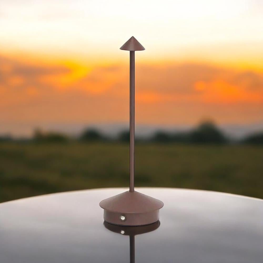 Lampa de masa LED wireless, lampa de masa reglabila cu atingere reincarcabila, lampa portabila pentru interior/exterior pentru restaurant, bar, gradina, balcon, masa de dining, maro, AVI-4597 [2]