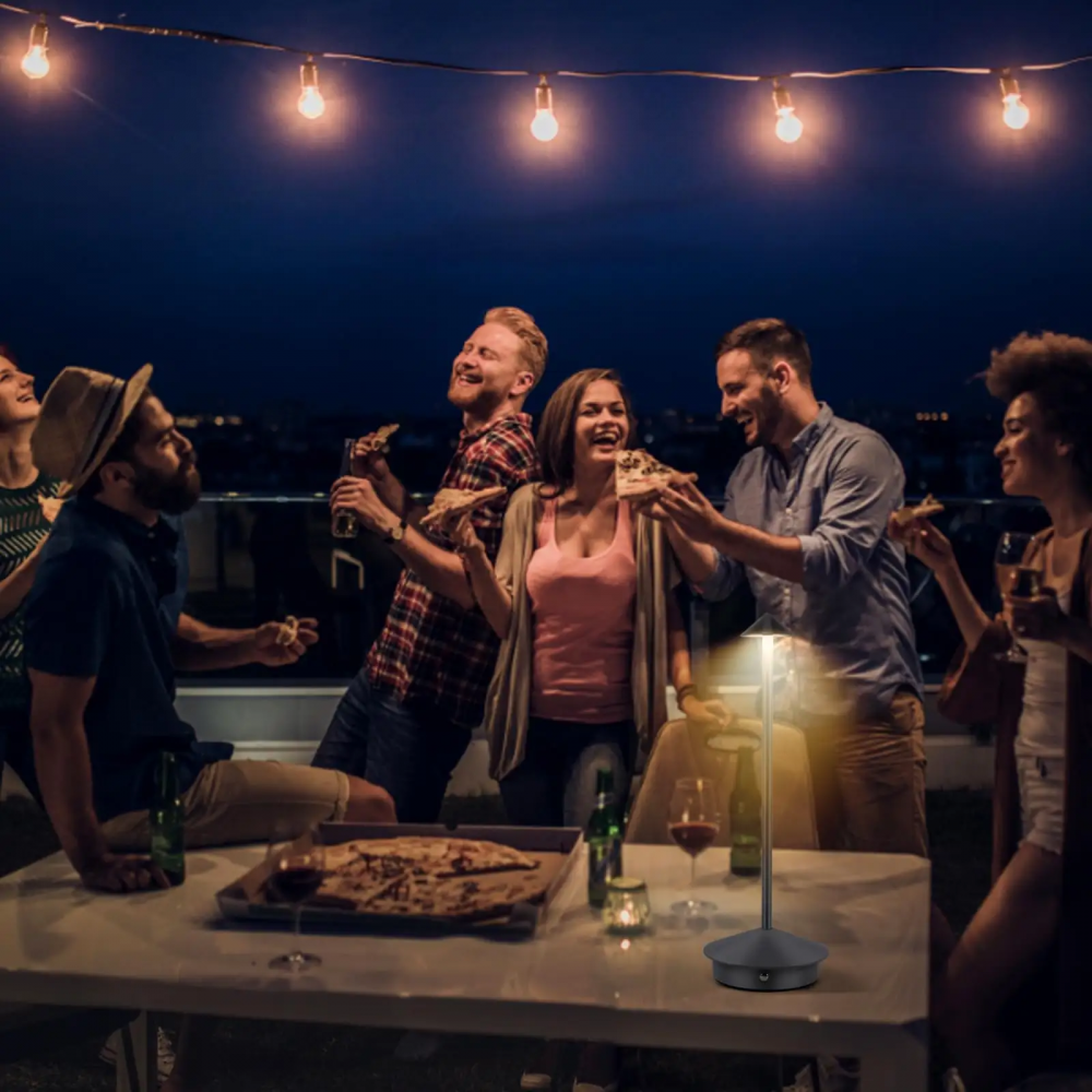 Lampa de masa LED wireless, lampa de masa reglabila cu atingere reincarcabila, lampa portabila pentru interior/exterior pentru restaurant, bar, gradina, balcon, masa de dining, Negru, AVI-4595 [2]
