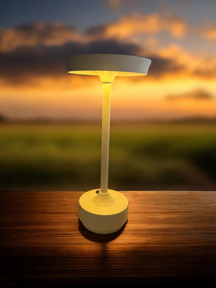 Lampa de masa LED, wireless, reincarcabila, cu trei tipuri de lumina, dimabila, cu acumulator, incarcare USB-c, alba, AVI-4599 [2]