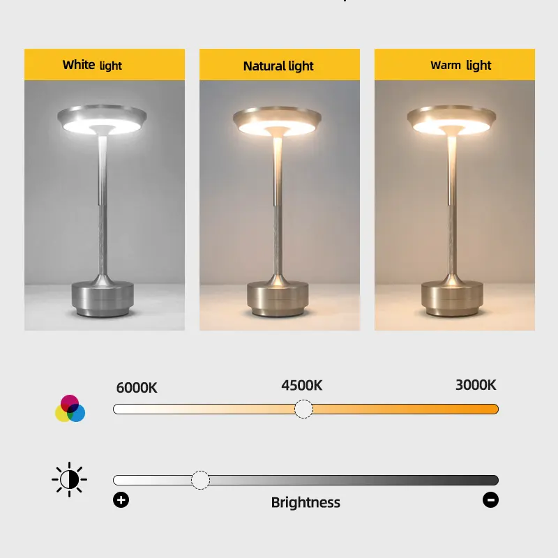 Lampa de masa LED, wireless, reincarcabila, cu trei tipuri de lumina, dimabila, cu acumulator, incarcare USB-c, alba, AVI-4599 [4]